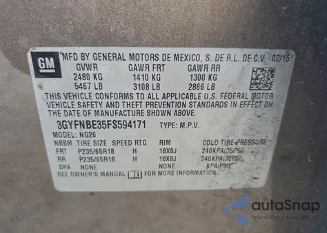 2015 Cadillac Srx Luxury Collection из США, поврежденный, VIN 3GYFNBE35FS594171